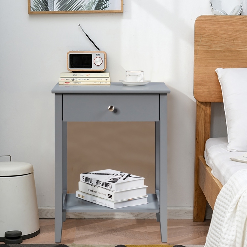 Costway Nightstand End Table Storage Display Bedroom Furniture Drawer Shelf Beside