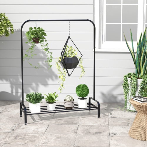 CostwayIndustrial Metal Garment Rack Heavy Duty Floor Cloth Rack w/ Shoe Storage Shelf