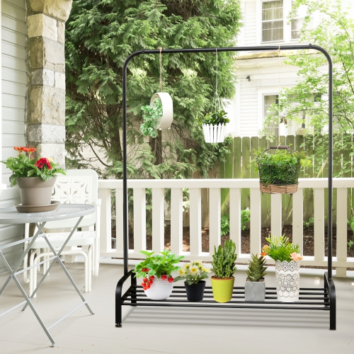 CostwayIndustrial Metal Garment Rack Heavy Duty Floor Cloth Rack w/ Shoe Storage Shelf