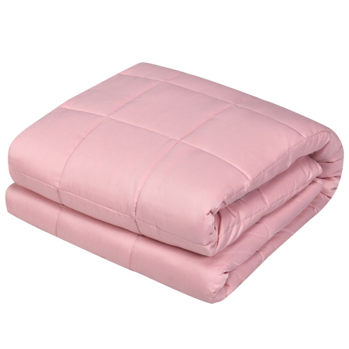 COSTWAY  10Lbs Premium Cooling Heavy Weighted Blanket Soft Fabric Breathable 41''x60'' Pink