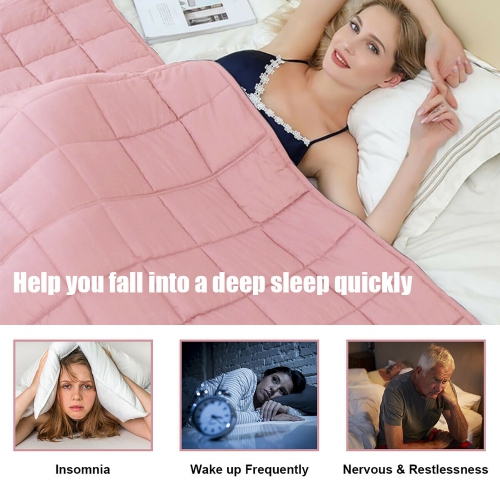 Costway 10lbs Premium Cooling Heavy Weighted Blanket Soft Fabric Breathable 41''x60'' Pink