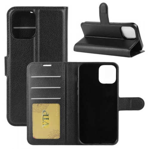 CSMART  [Cs] Iphone 12 / 12 Pro Case, Magnetic Leather Folio Wallet Flip Case Cover With Card Slot In Black