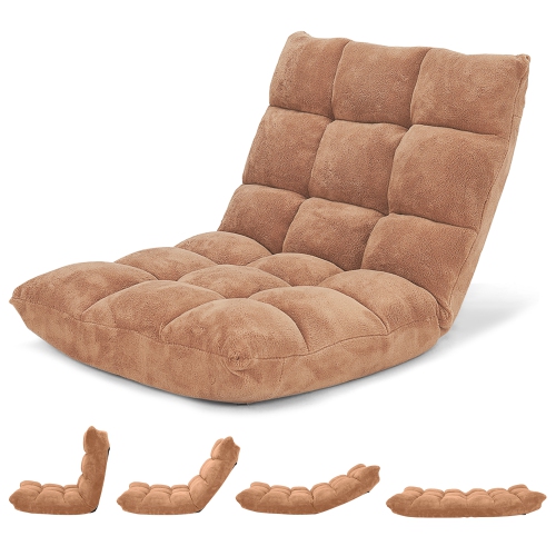 Fauteuil de plancher ajustable à 14 positions avec coussinage pour le sofa de jeu de Costway