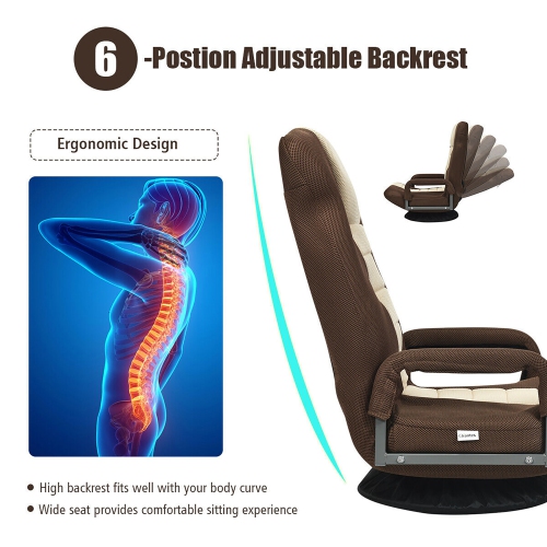 360-Degree Swivel Gaming Floor Chair with Foldable Adjustable Backrest