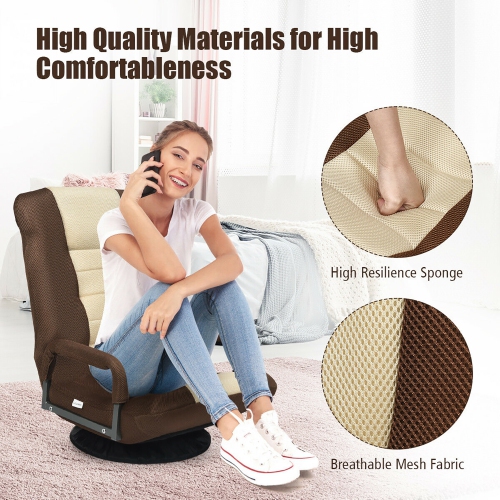 360-Degree Swivel Gaming Floor Chair with Foldable Adjustable Backrest
