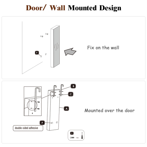 Costway Mirrored Wall Jewelry Cabinet W/ Lights&Drawer