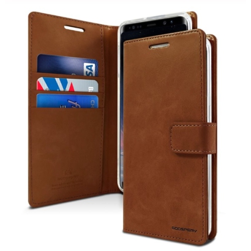 TopSave Goospery BLUEMOON Card Slot With Magnetic Clip Leather Folio Wallet Flip Case For Samsung Note20 Ultra, Brown