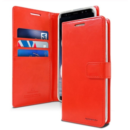 TopSave Goospery BLUEMOON Card Slot With Magnetic Clip Leather Folio Wallet Flip Case For Samsung Note20, Red
