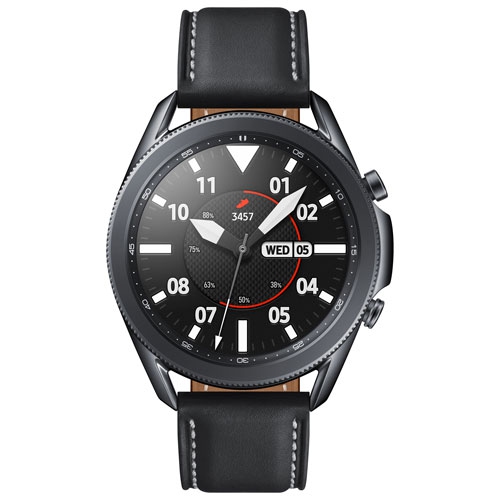 Montre intelligente 45 mm Galaxy Watch3 de Samsung/moniteur fréquence cardiaque - Noir mystique - Remis à neuf