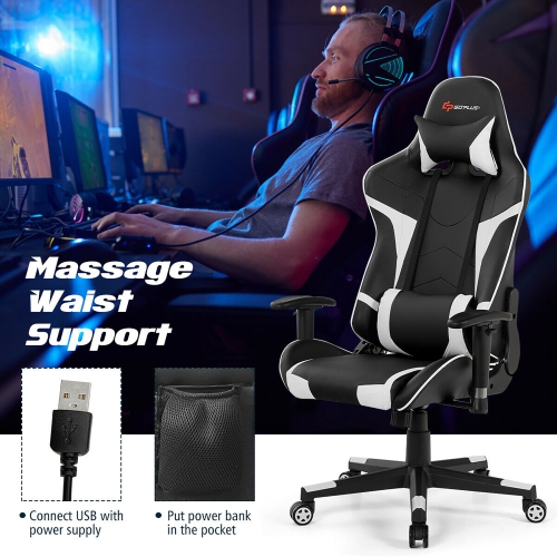 Fauteuil de gamer Goplus - Avec massage et support lombaire