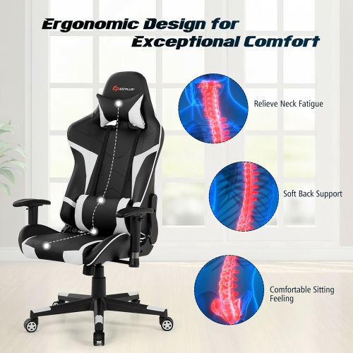 Fauteuil de gamer Goplus - Avec massage et support lombaire