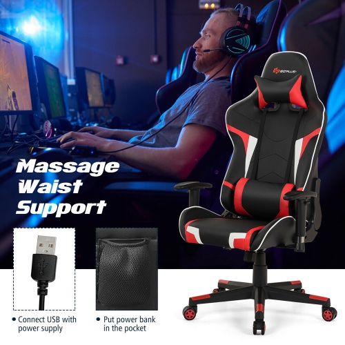 Fauteuil de gamer Goplus - Avec massage et support lombaire