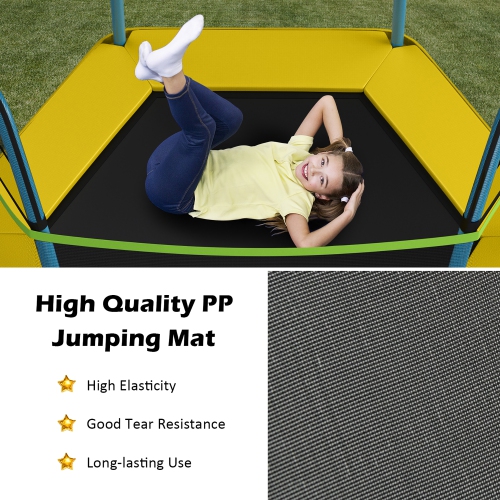 Costway 7 FT Kids Trampoline W/Safety Enclosure Net Spring Pad Indoor Outdoor Heavy Duty