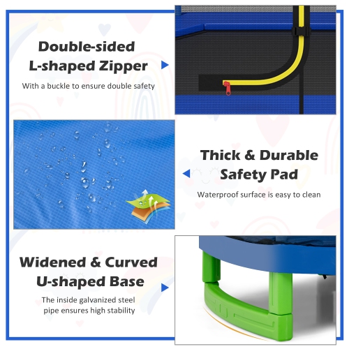 Costway 7 FT Kids Trampoline W/Safety Enclosure Net Spring Pad Indoor Outdoor Heavy Duty