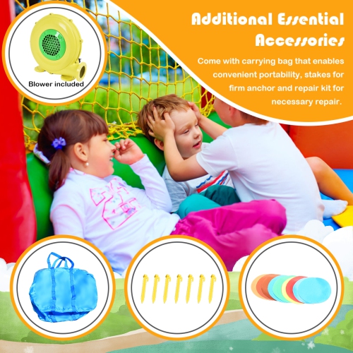 Costway Inflatable Bouncer Snow House Jump ClimbingSlide Ball Pit w/ tunnel & Blower