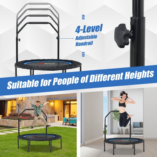Costway 40'' Foldable Trampoline Fitness Rebounder w/Resistance Bands Adjustable Home