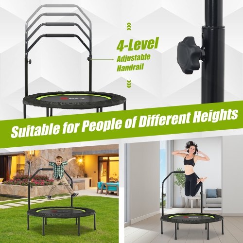 Costway 40'' Foldable Trampoline Fitness Rebounder w/Resistance Bands Adjustable Home