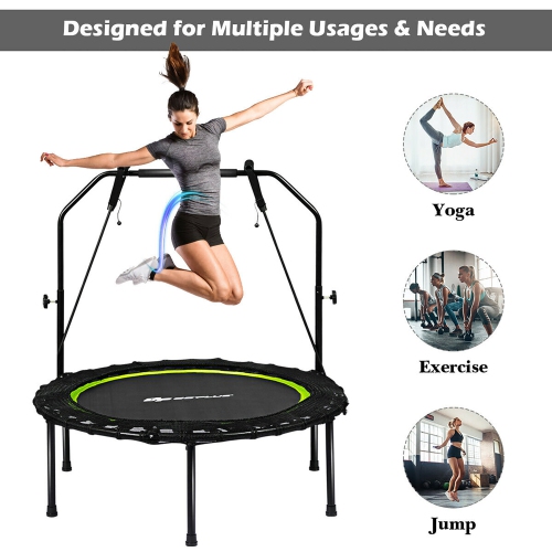 Costway 40'' Foldable Trampoline Fitness Rebounder w/Resistance Bands Adjustable Home
