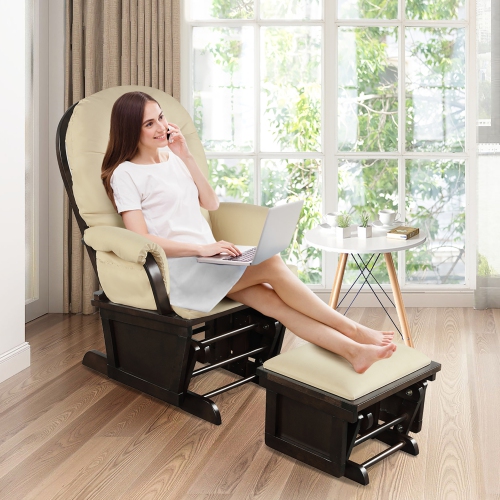 Costway Baby Nursery Relax Rocker Rocking Chair Glider &Ottoman Set w/Cushion