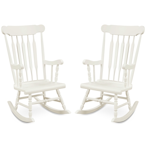 Costway Set of 2 Wood Rocking Chair Glossy Finish