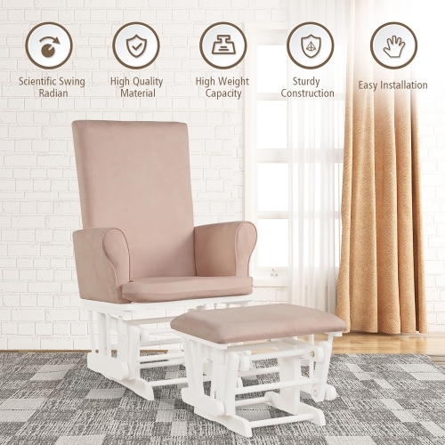 Costway Baby Nursery Relax Rocker Rocking Chair Glider & Ottoman Set w/Cushion