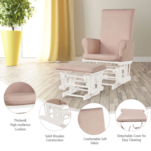 Costway Baby Nursery Relax Rocker Rocking Chair Glider & Ottoman Set w/Cushion