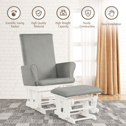 Costway Baby Nursery Relax Rocker Rocking Chair Glider & Ottoman Set w/Cushion