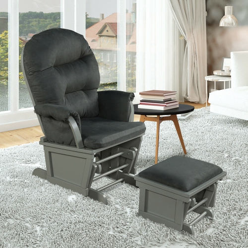 Costway Baby Nursery Relax Rocker Rocking Chair Glider &Ottoman Set w/Cushion