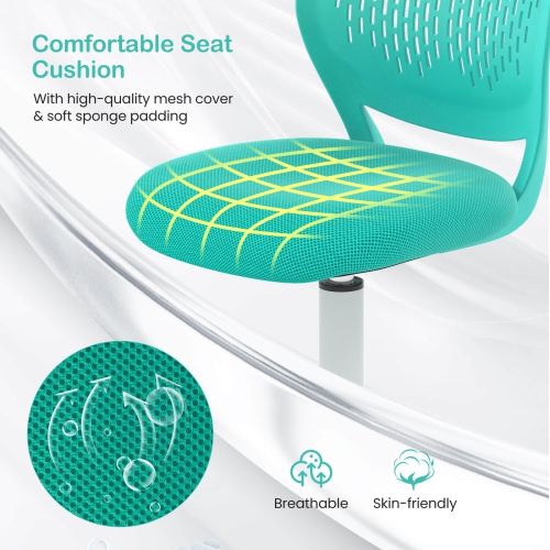 Costway Office Task Desk Armless Chair Adjustable Mid Back Swivel Study Chair