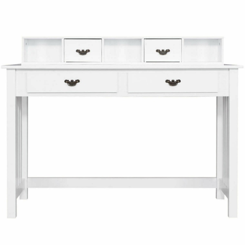 Costway Writing Desk Mission White Home Office Computer Desk 4 Drawer White