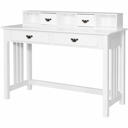 Costway Writing Desk Mission White Home Office Computer Desk 4 Drawer White