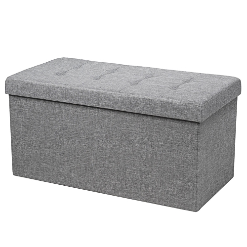 COSTWAY  31.5"fabric Foldable Storage Ottoman Toy Chest W/removable Storage Bin