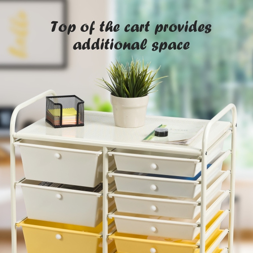 Costway 15 Drawer Rolling Storage Cart Tools Scrapbook Paper Office School Organizer