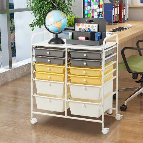 Costway 12 Drawer Rolling Storage Cart Tools Scrapbook Paper Office School Organizer
