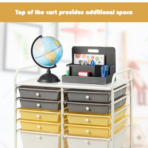 Costway 12 Drawer Rolling Storage Cart Tools Scrapbook Paper Office School Organizer