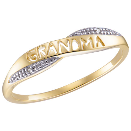 Le Reve Collection Grandma 0.0066ctw White Round Diamond Ring in 10K Yellow Gold - Size 7
