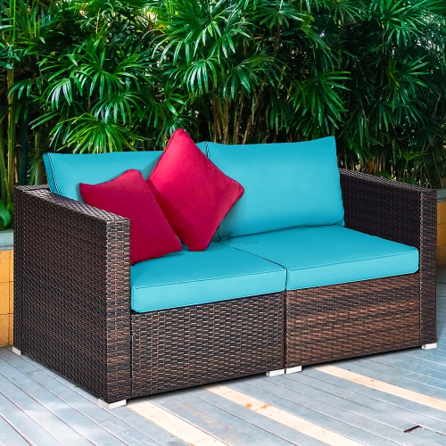 Costway 4PCS Patio Rattan Corner Sofa Sectional Furniture Set W/Cushion