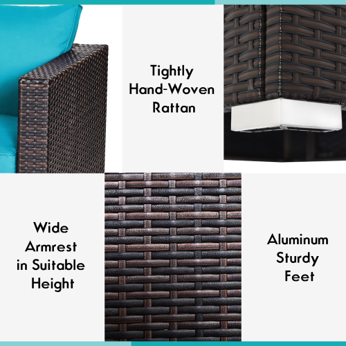 Costway 4PCS Patio Rattan Corner Sofa Sectional Furniture Set W/Cushion