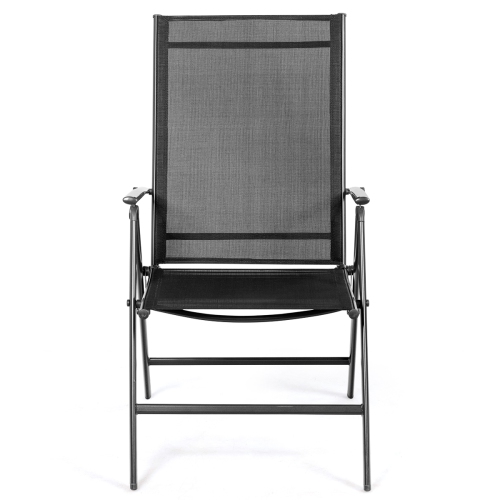 Costway Set of 2 Patio Folding Chair Recliner Adjustable Black