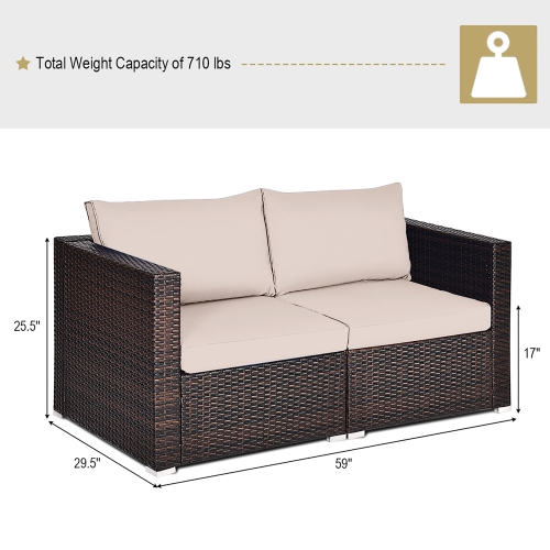 Costway 4PCS Patio Rattan Corner Sofa Sectional Furniture Set W/Cushion
