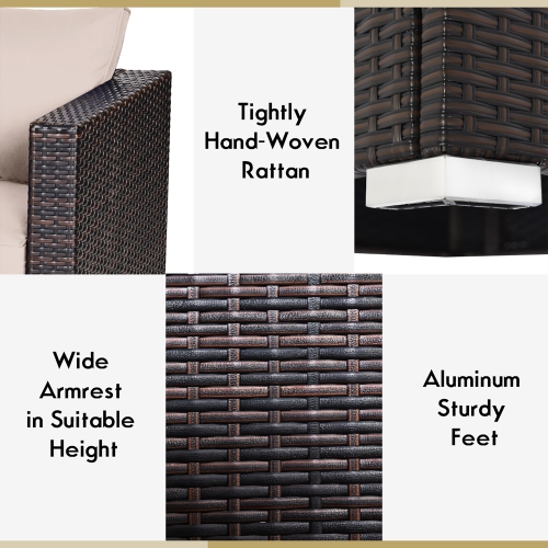 Costway 4PCS Patio Rattan Corner Sofa Sectional Furniture Set W/Cushion