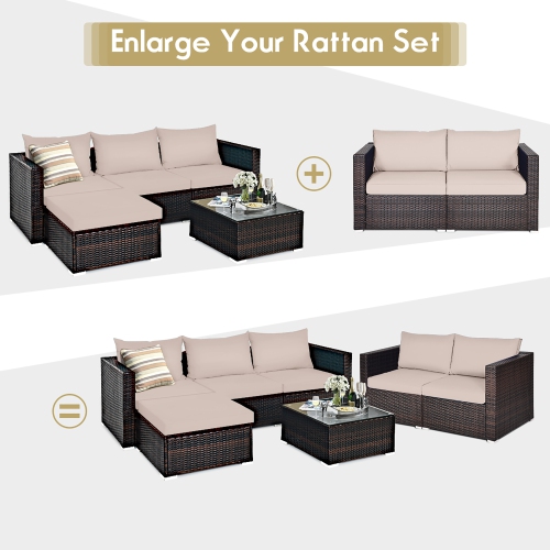 Costway 4PCS Patio Rattan Corner Sofa Sectional Furniture Set W/Cushion