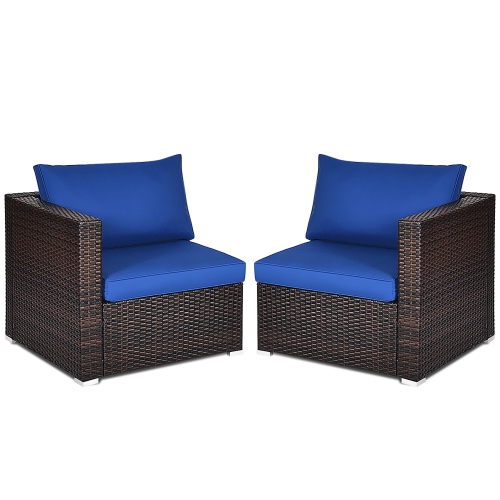 Costway 4PCS Patio Rattan Corner Sofa Sectional Furniture Set W/Cushion