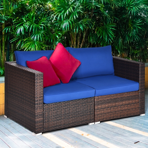 Costway 4PCS Patio Rattan Corner Sofa Sectional Furniture Set W/Cushion