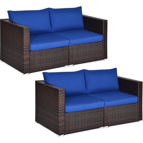 Costway 4PCS Patio Rattan Corner Sofa Sectional Furniture Set W/Cushion