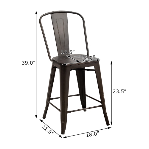 Costway Set of 4 Metal Dining Chairs w/ Wood Seat Kitchen Gun