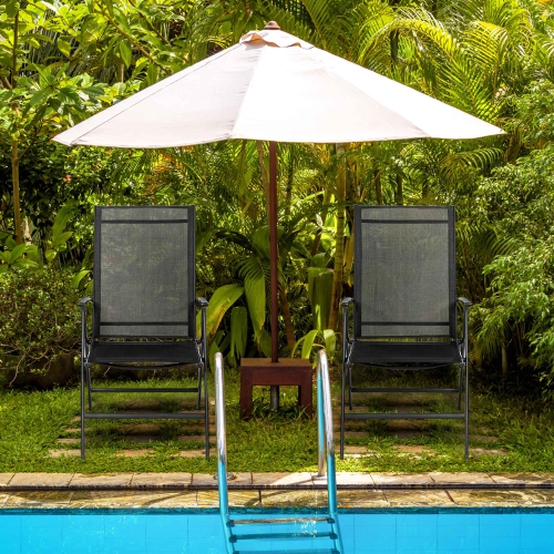 Costway 4PCS Patio Folding Dining Chair Recliner Adjustable Black