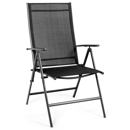 Costway 4PCS Patio Folding Dining Chair Recliner Adjustable Black