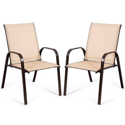 Costway 2PCS Patio Chairs Deck Yard W/Armrest