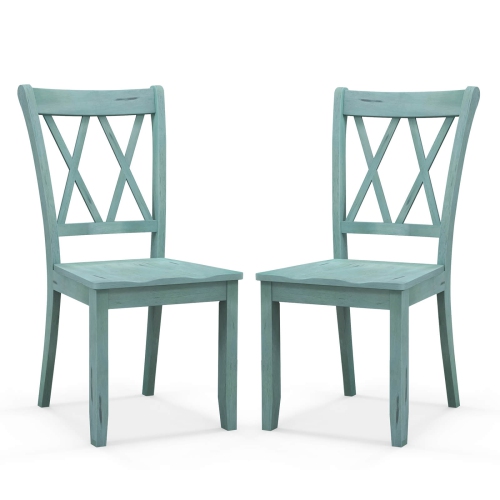 Costway Set of 2 Wood Dining Chair Cross Back Dining Room Side Chair Home Kitchen